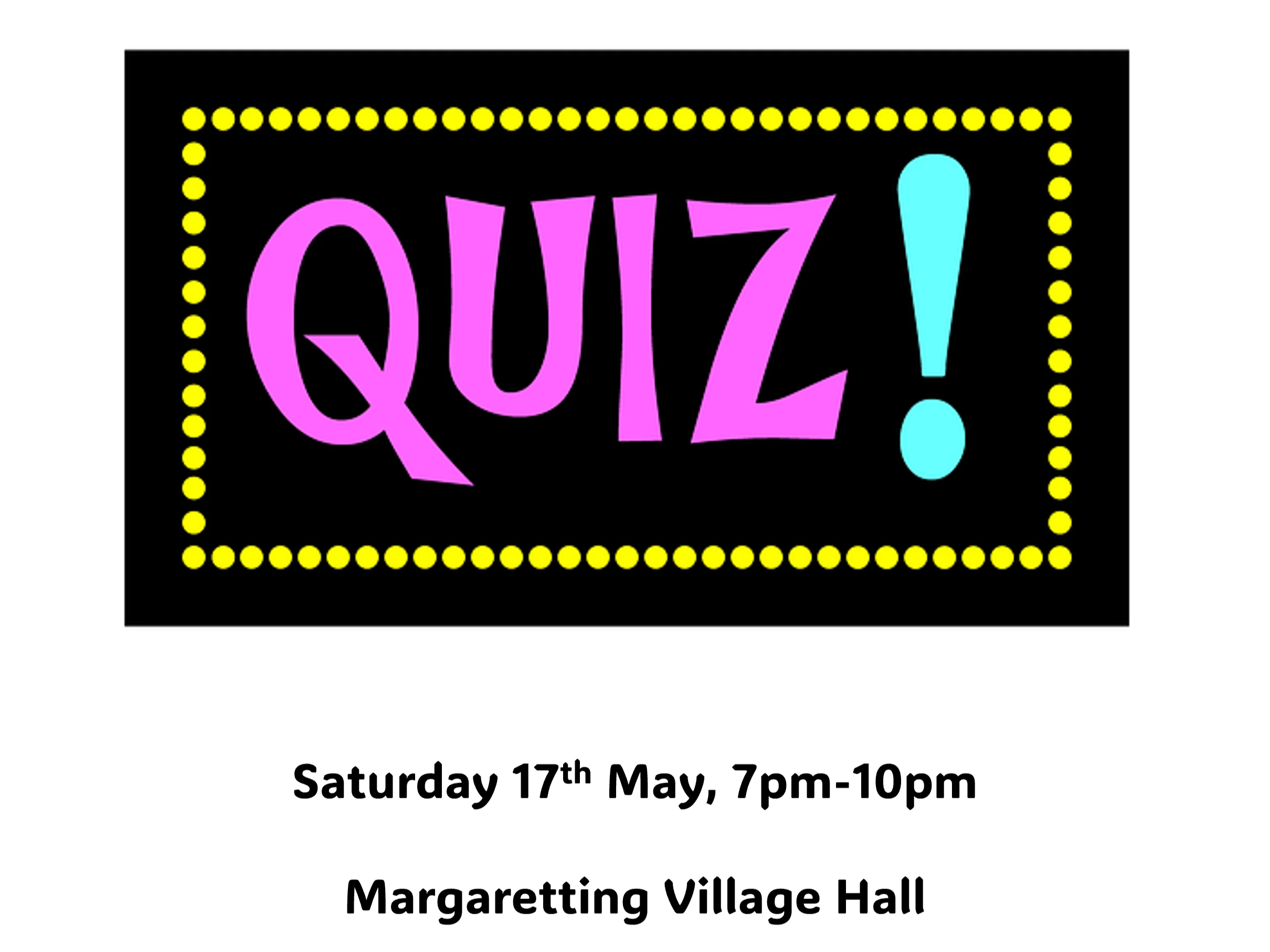 Quiz night on Saturday 17th May 2025