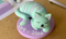 Mint and lilac clay cat magnet